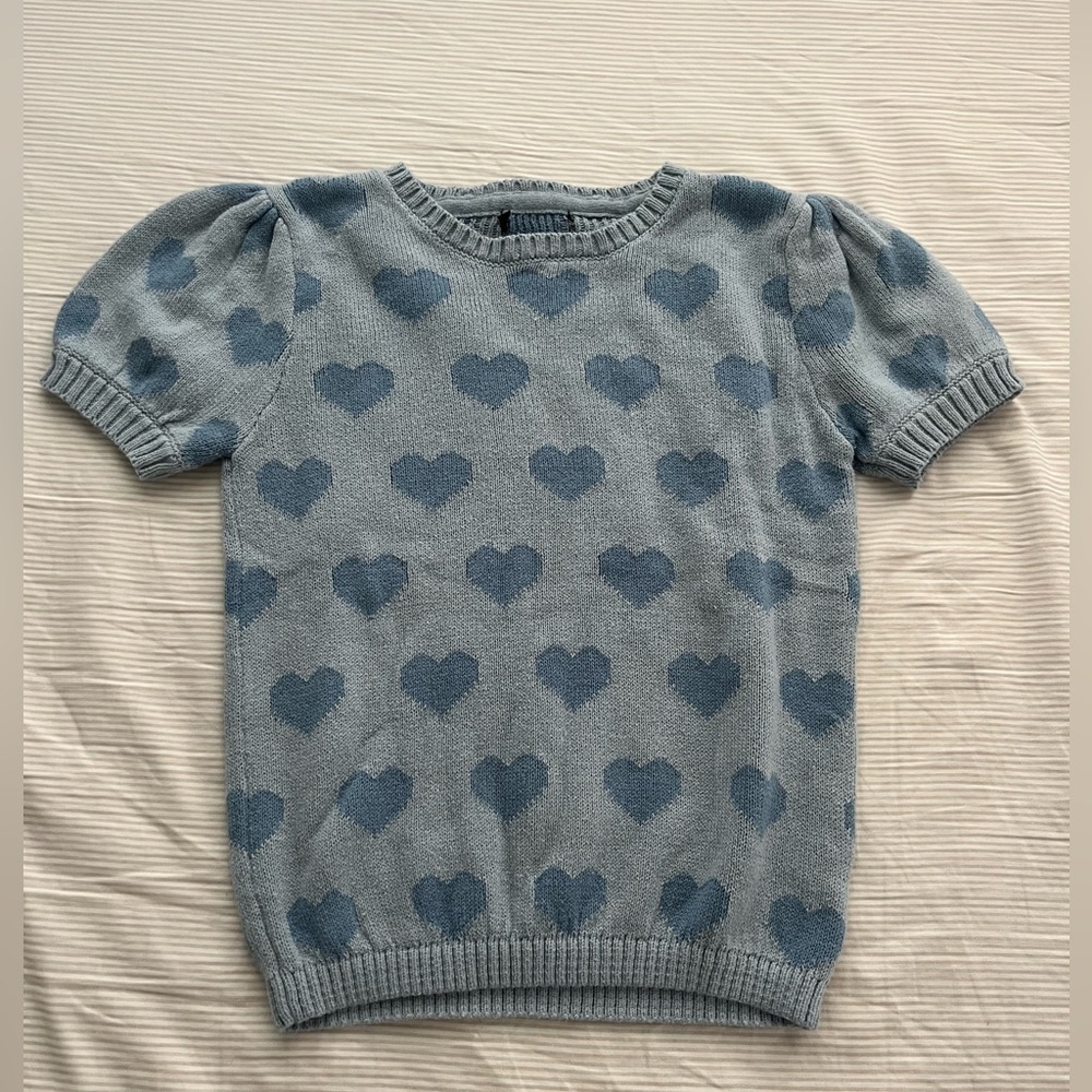 Blue heart knitted sweater